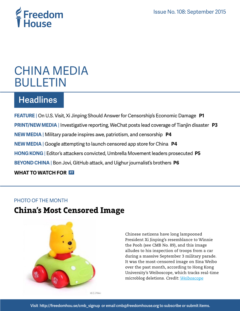 China Media Bulletin Headlines