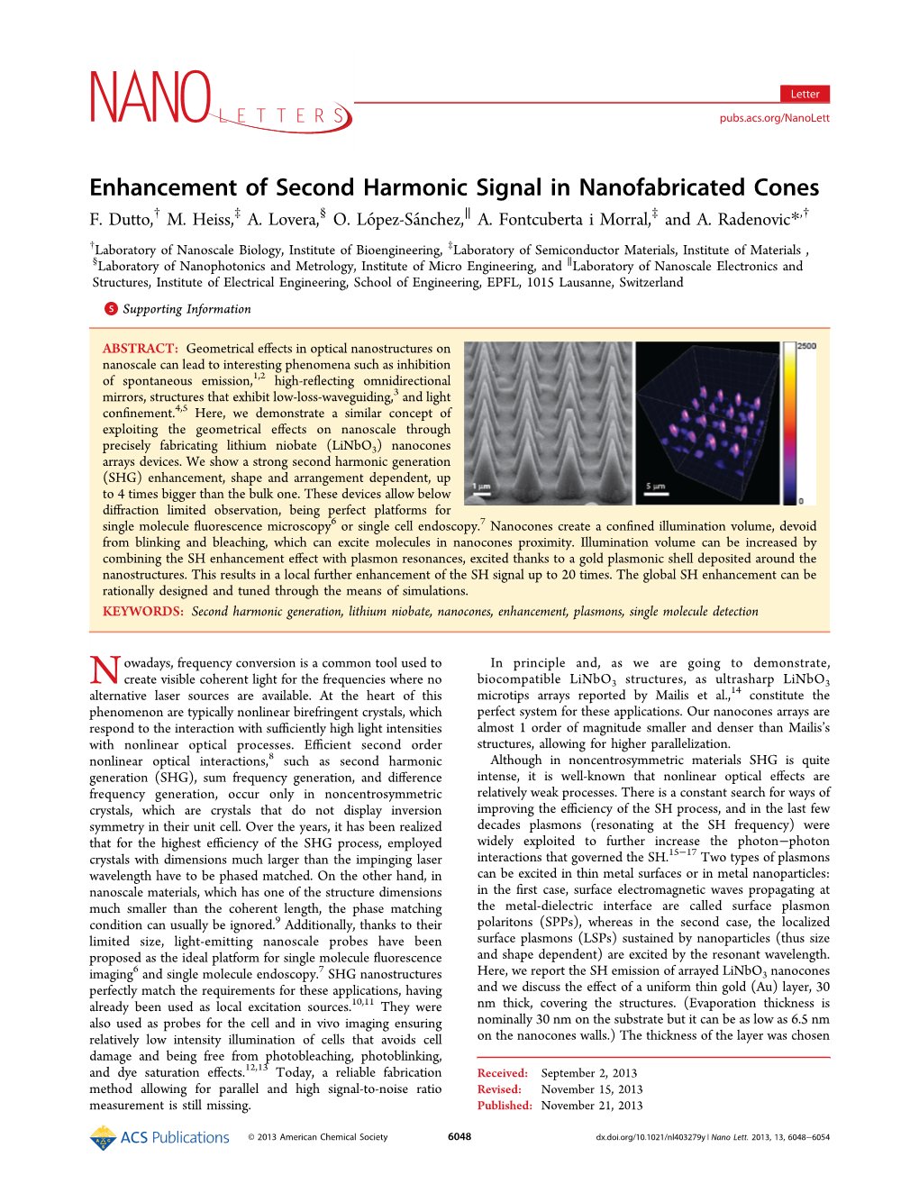 Enhancement of Second Harmonic Signal in Nanofabricated Cones F