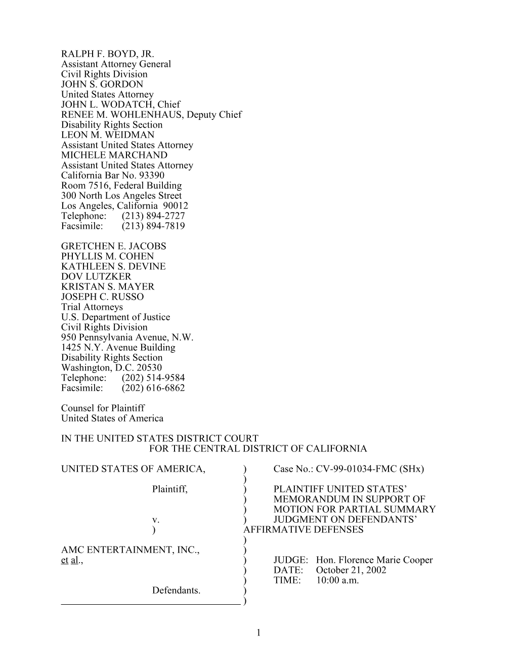 U.S. V. AMC Entertainment, Inc.