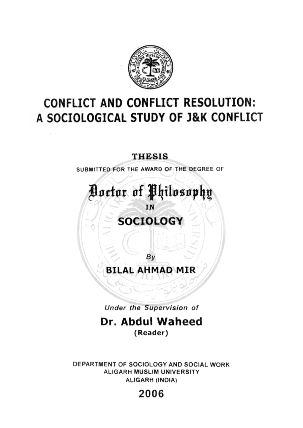 A Sociological Study of J&K Conflict