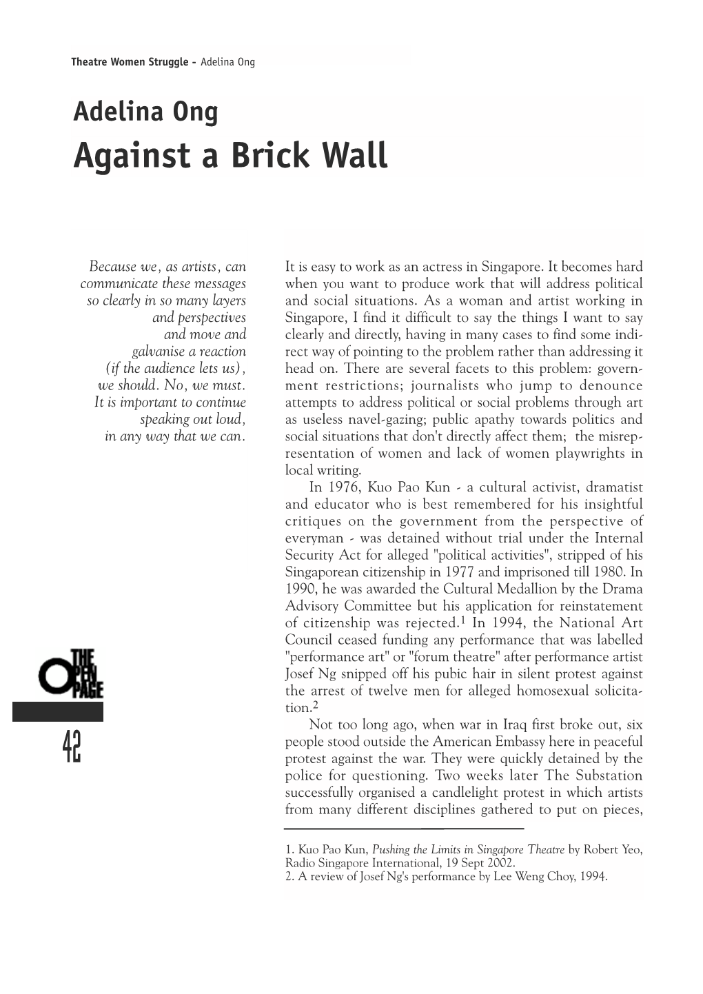 Against a Brick Wall