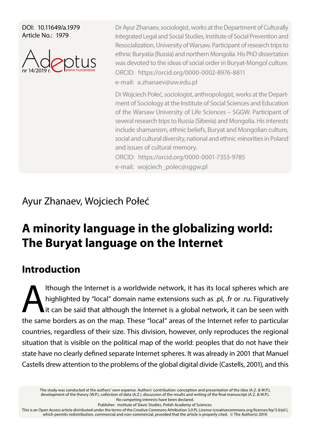 The Buryat Language on the Internet