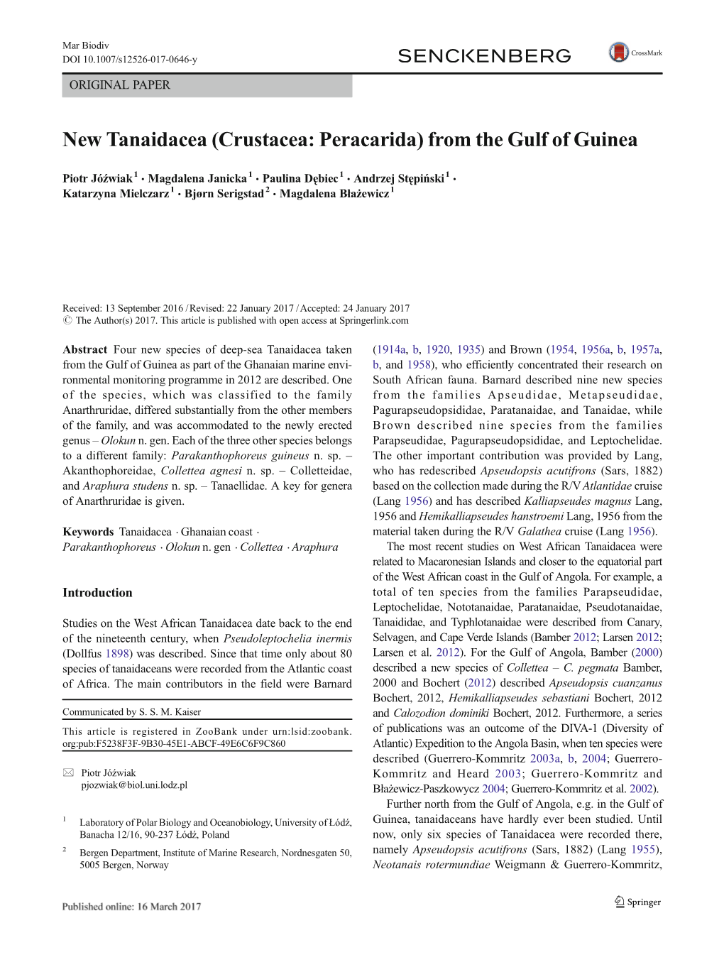 New Tanaidacea (Crustacea: Peracarida) from the Gulf of Guinea