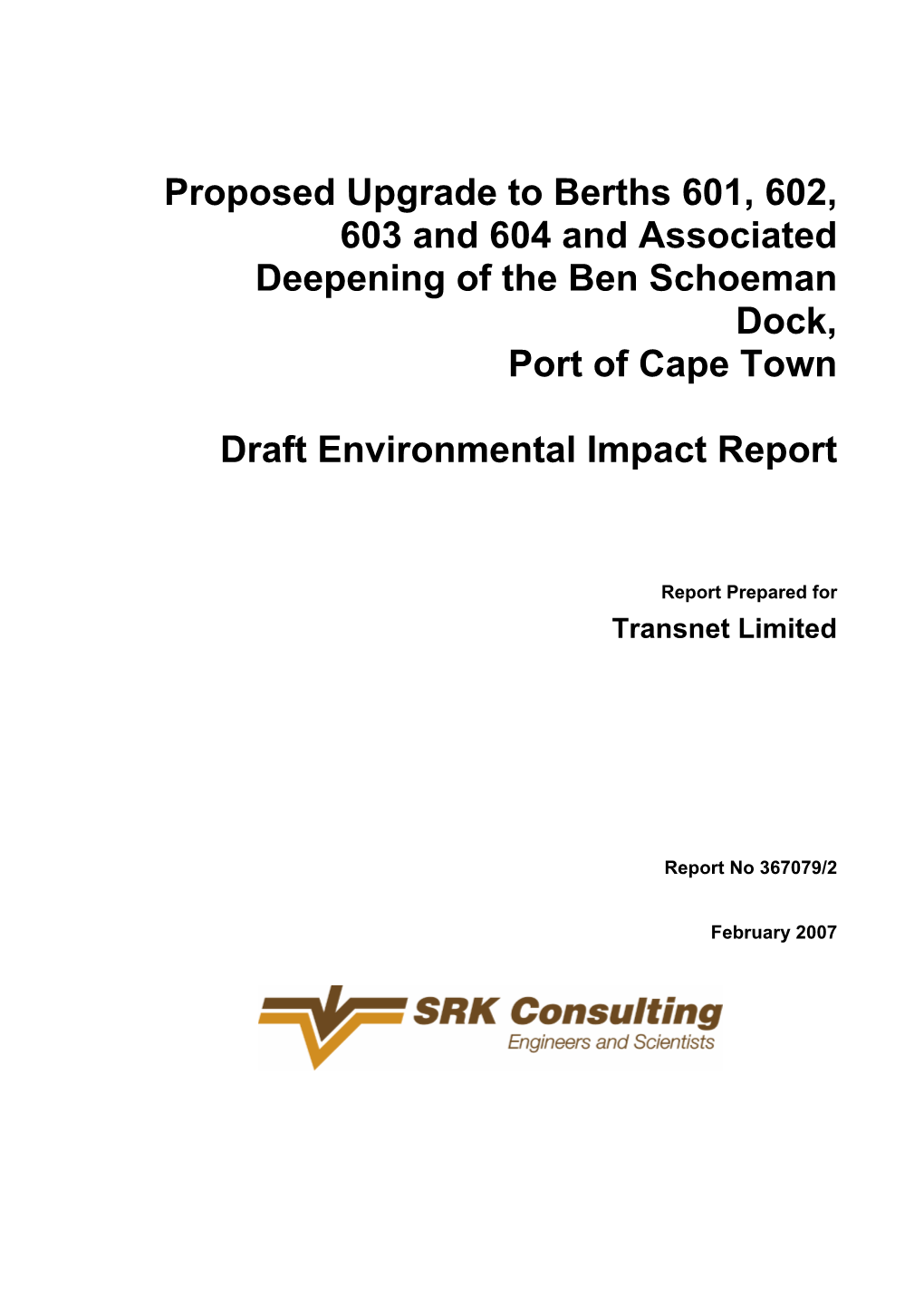 367079 Transnet Draft Berth Deepening EIA for Public Review