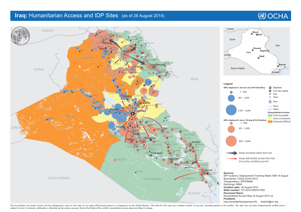 Humanitarian Access and IDP Sites (As of 26 August 2014)