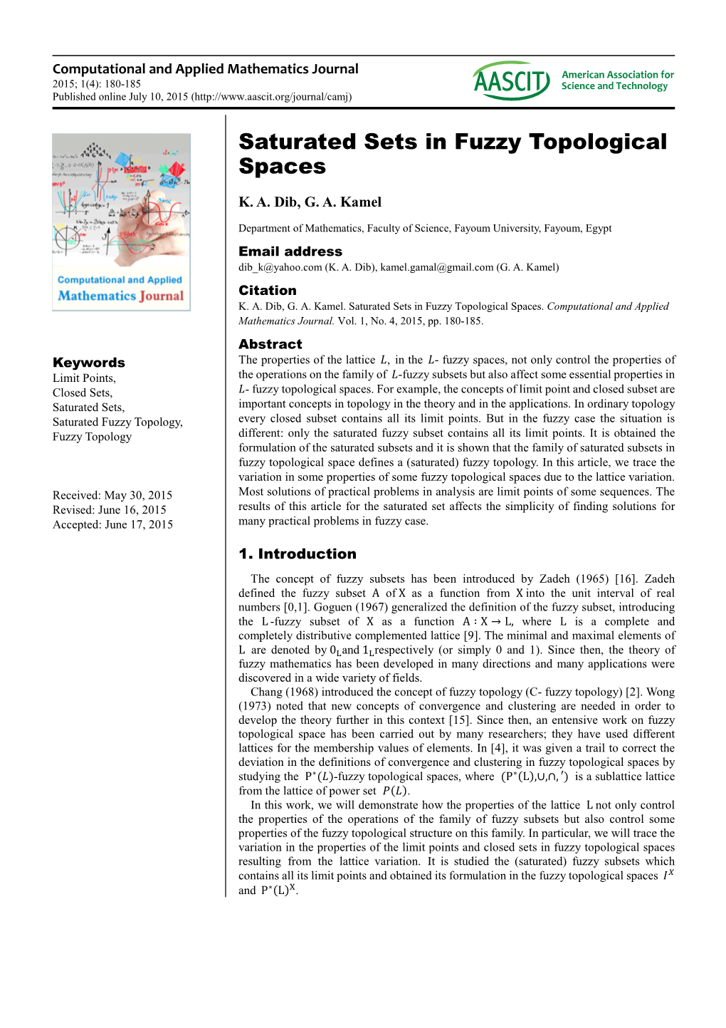 Saturated Sets in Fuzzy Topological Spaces