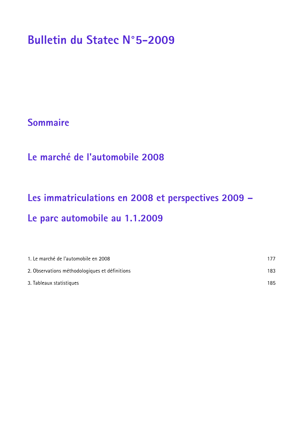 Bulletin Du Statec N°5-2009