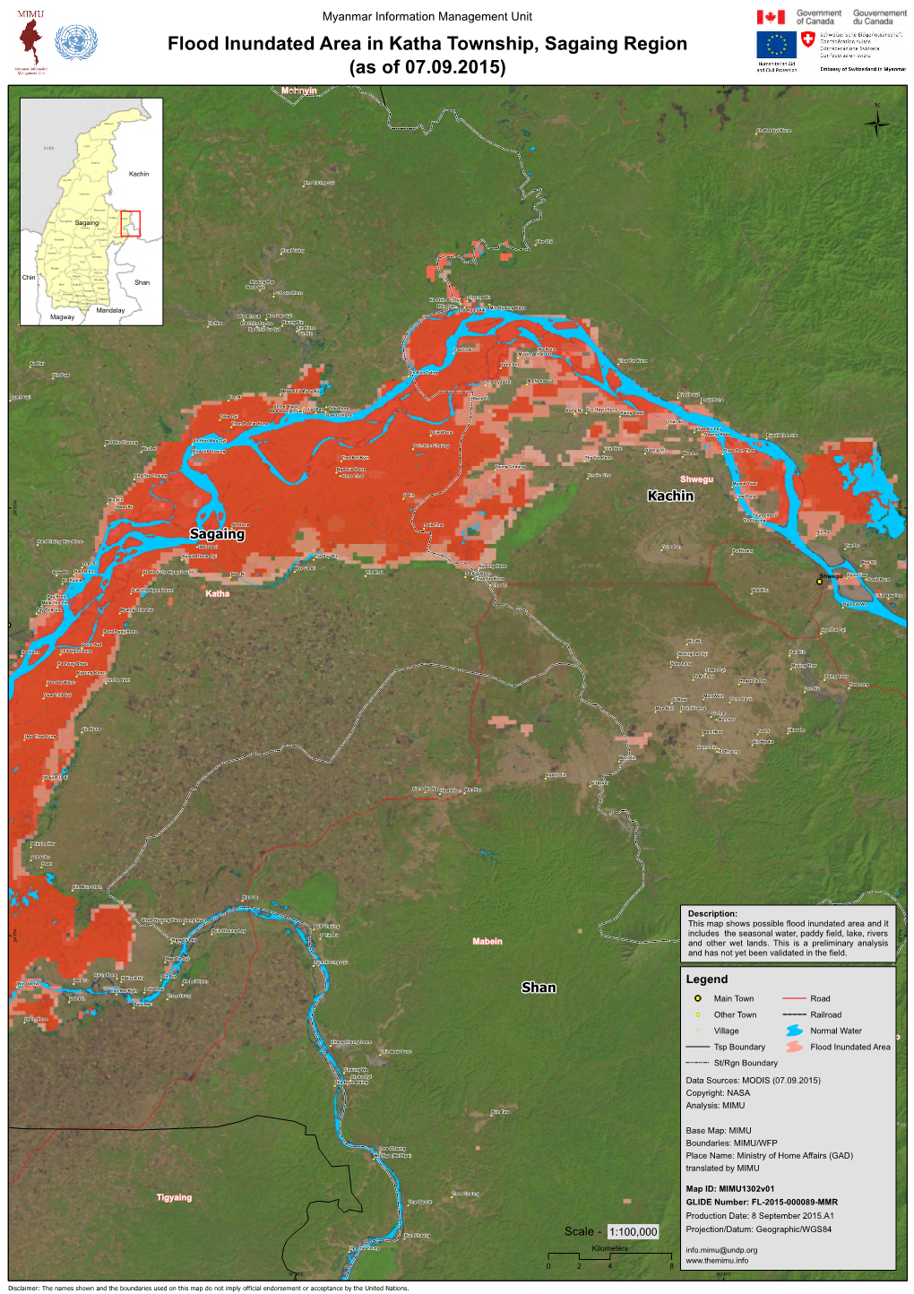 Flood Inundated Area in Katha Township, Sagaing Region (As of 07.09.2015)