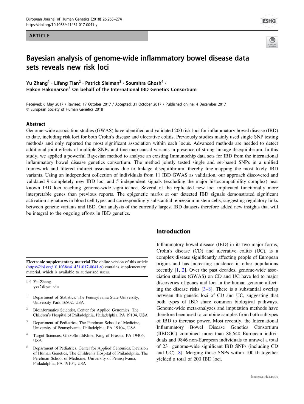 Bayesian Analysis of Genome-Wide Inflammatory Bowel Disease Data