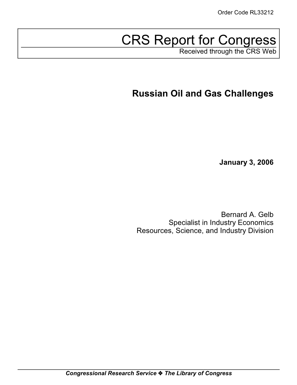 Russian Oil and Gas Challenges