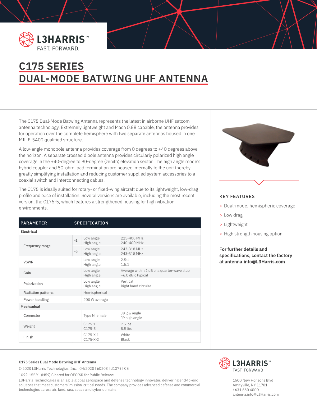 C175 Series Dual-Mode Batwing Uhf Antenna