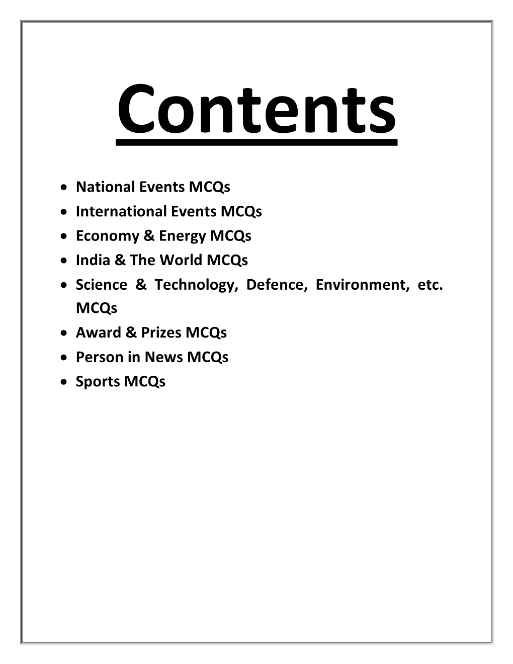 • National Events Mcqs • International Events Mcqs • Economy & Energy