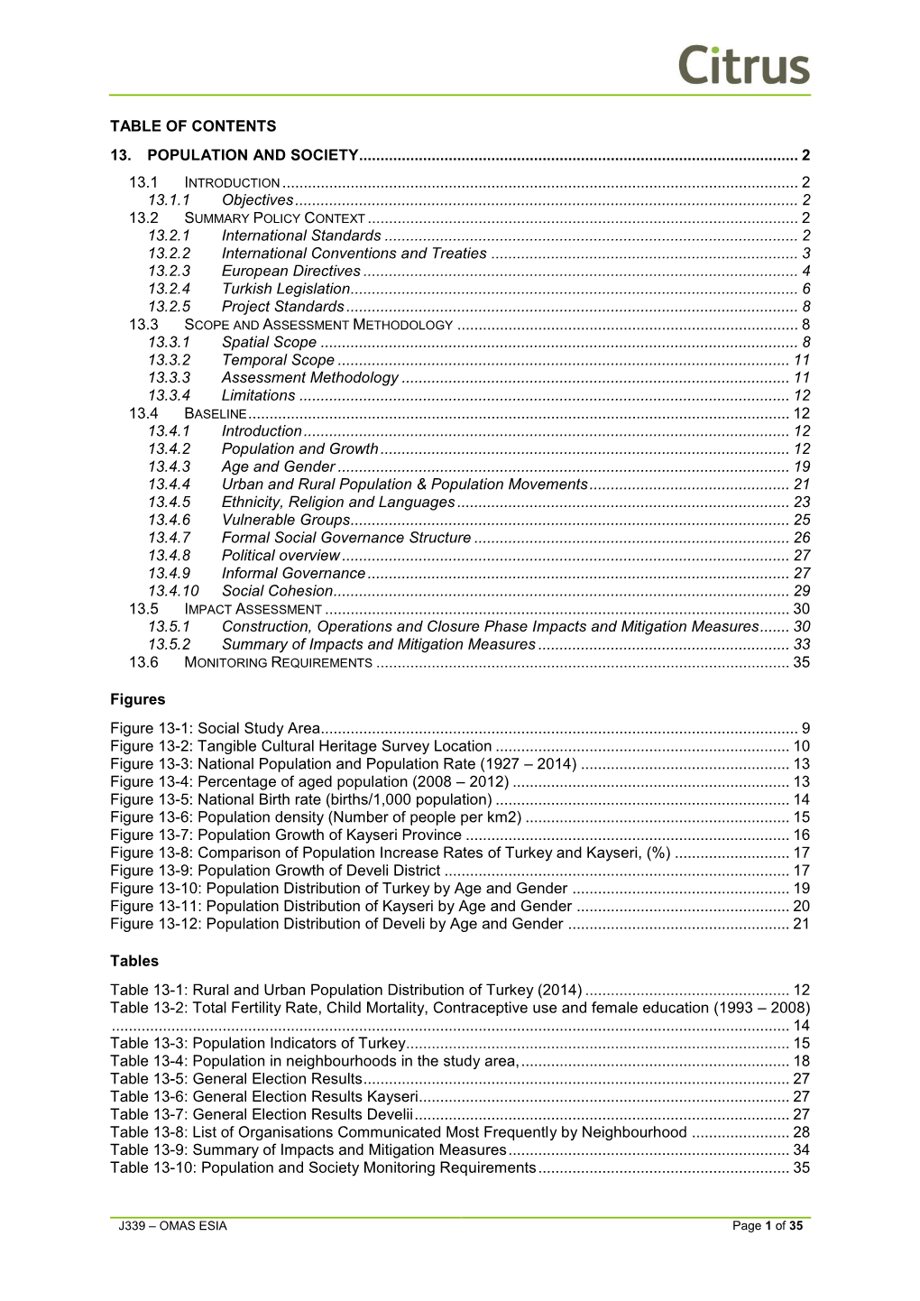Table of Contents 13. Population and Society
