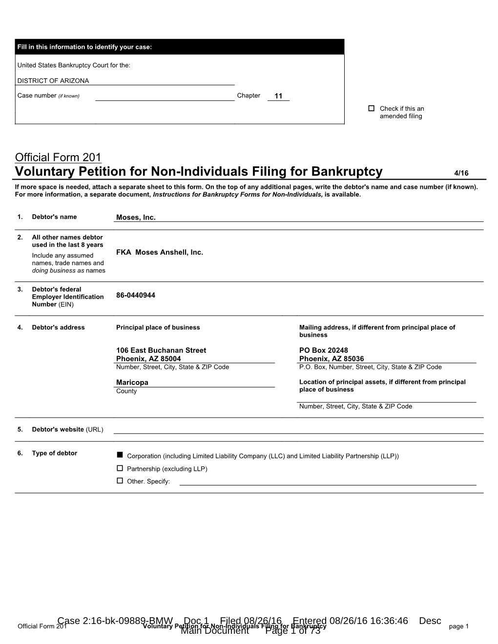 Bankruptcy Forms for Non-Individuals, Is Available