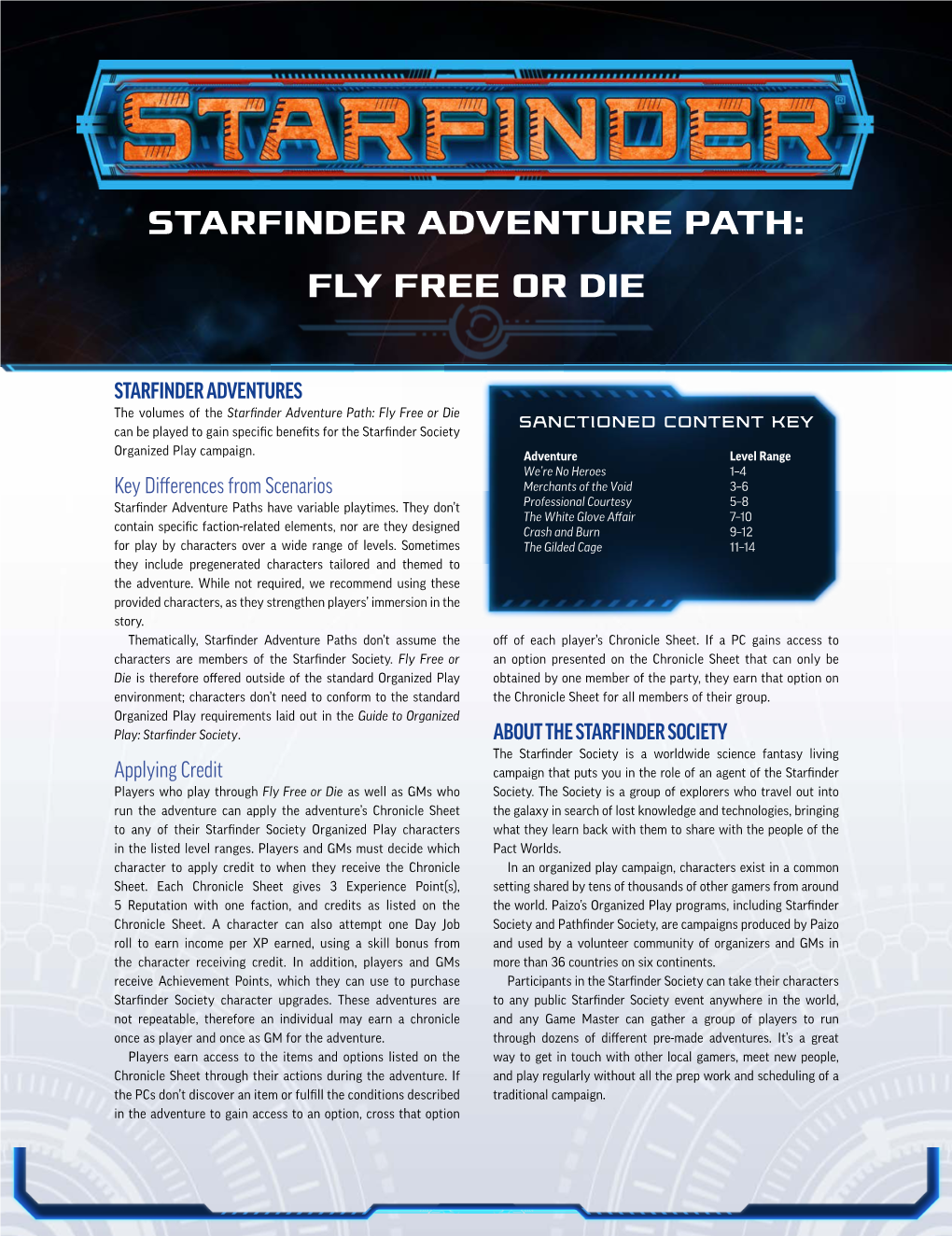 Starfinder Adventure Path: Fly Free Or Die