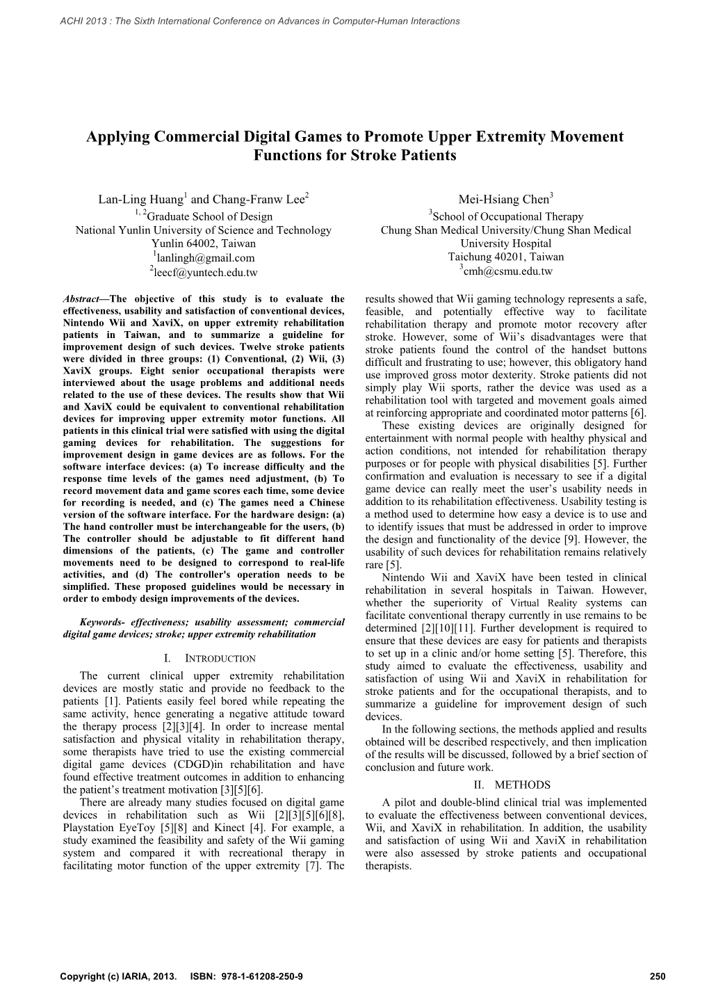 Applying Commercial Digital Games to Promote Upper Extremity Movement Functions for Stroke Patients