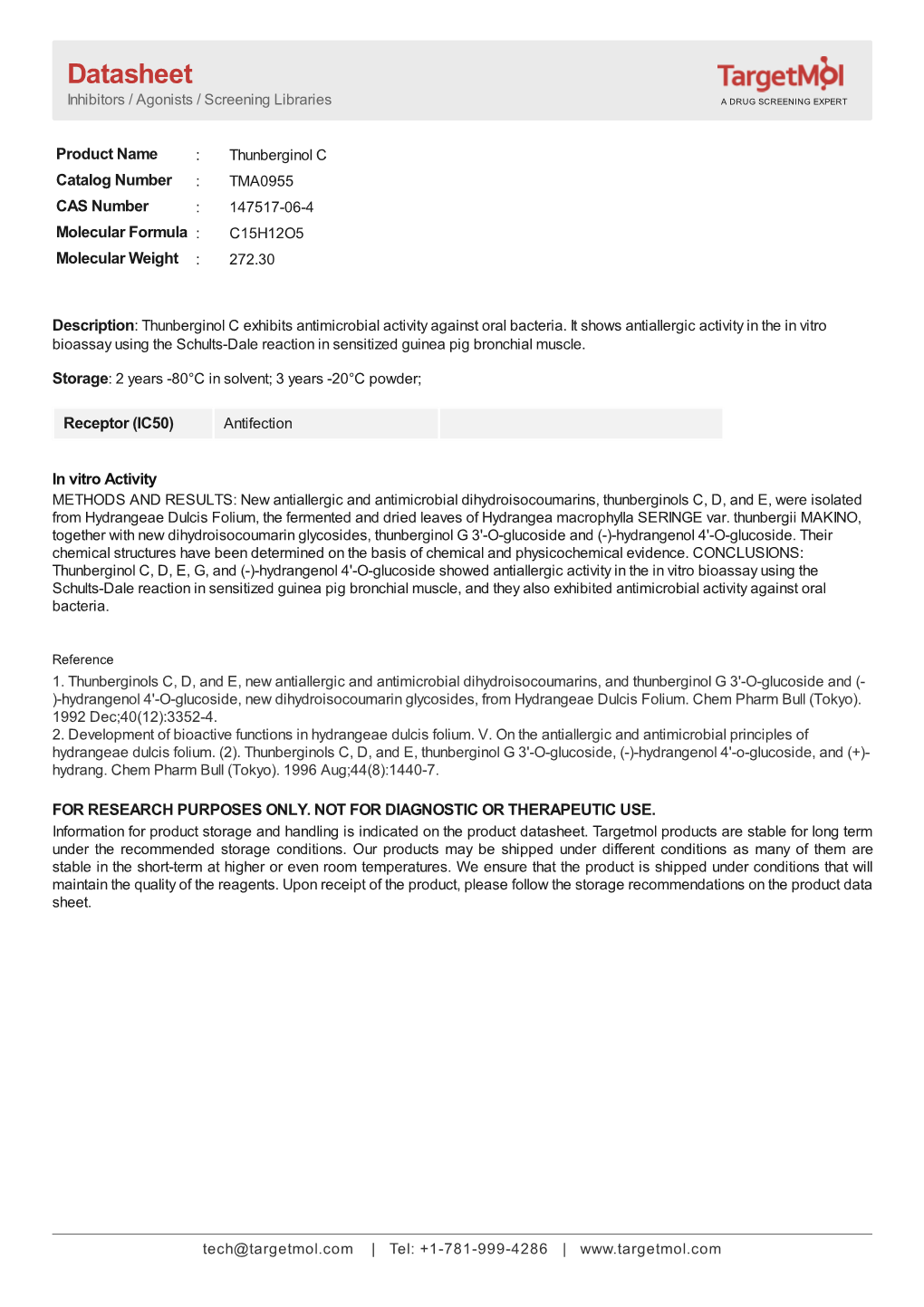 Datasheet Inhibitors / Agonists / Screening Libraries a DRUG SCREENING EXPERT