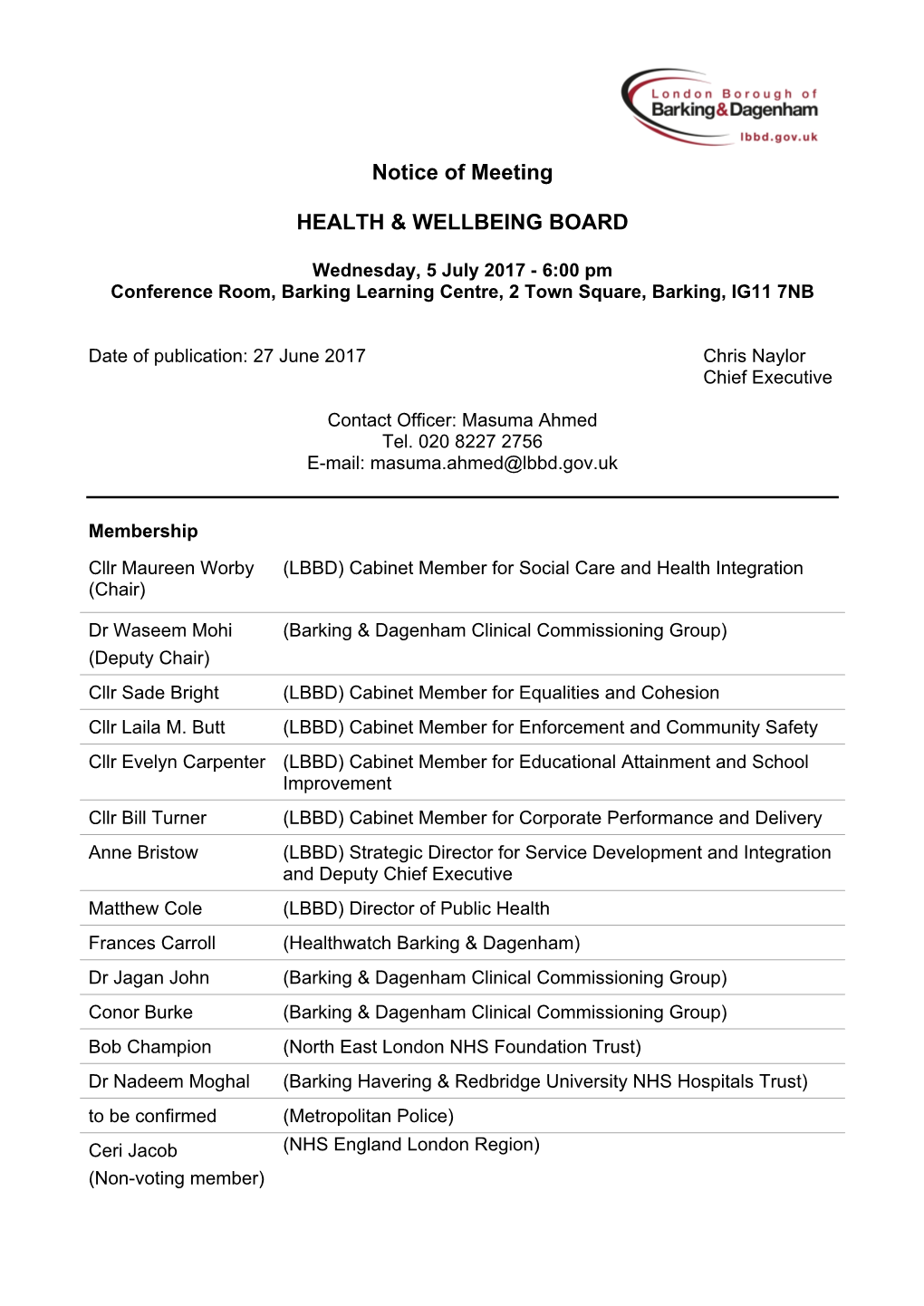 (Public Pack)Agenda Document for Health and Wellbeing Board, 05/07