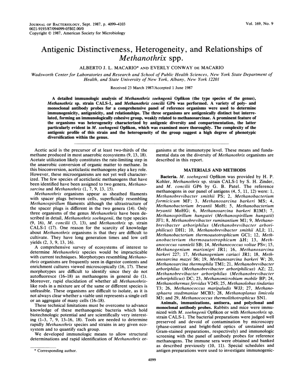 Methanothrix Spp. ALBERTO J