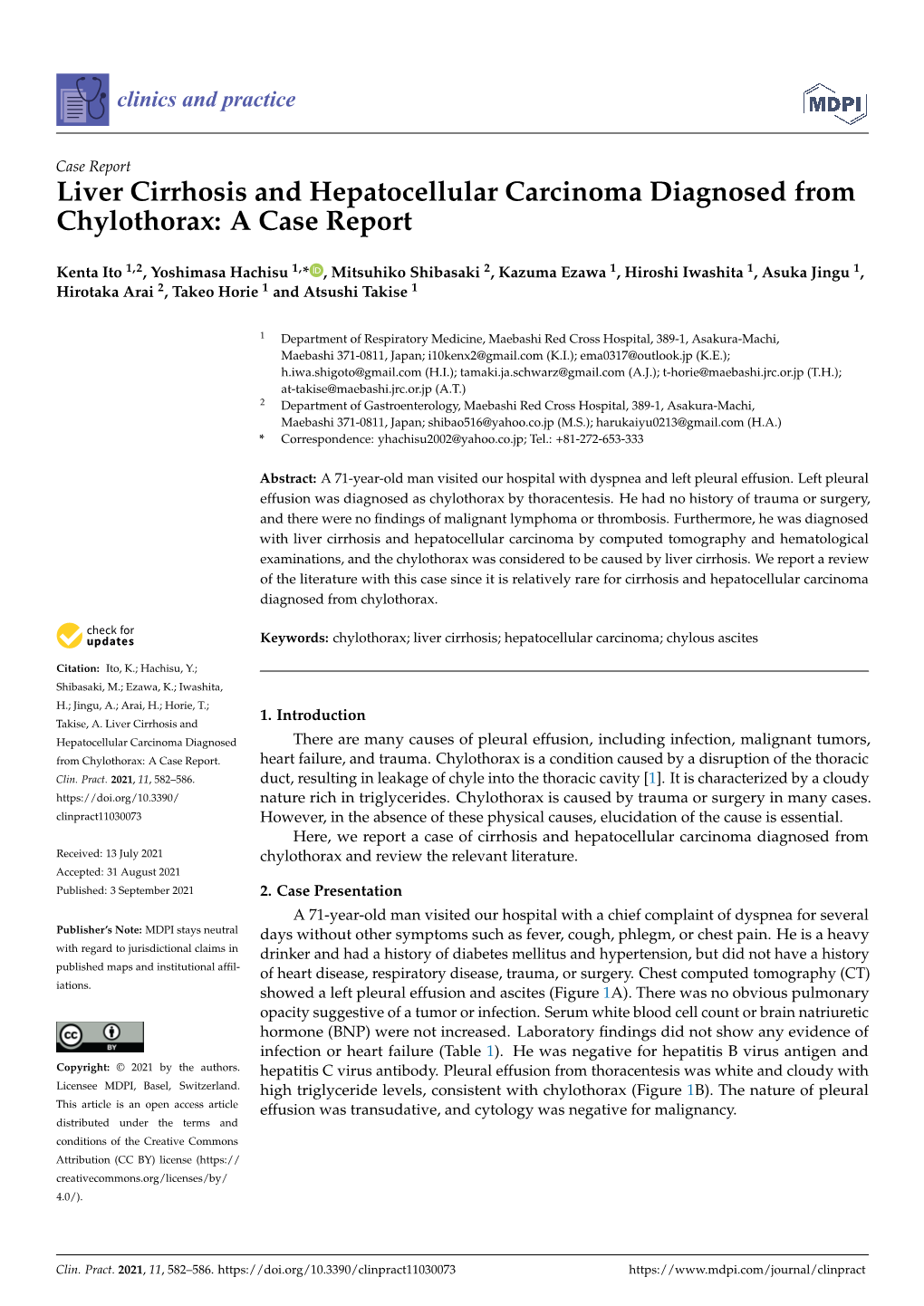 Liver Cirrhosis and Hepatocellular Carcinoma Diagnosed from Chylothorax: a Case Report