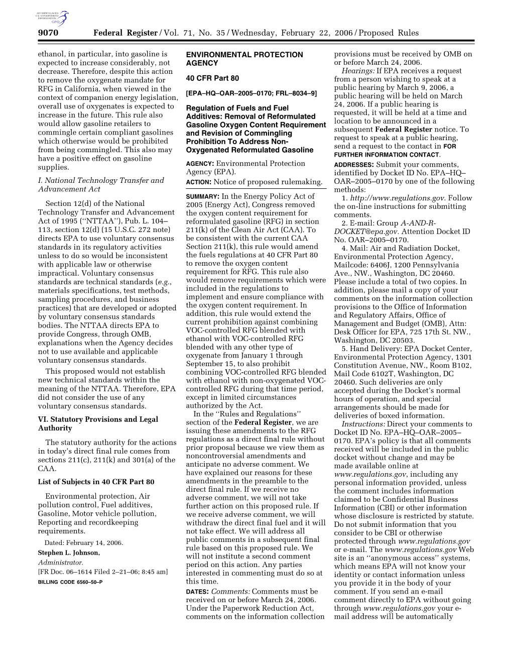 Removal of Reformulated Gasoline Oxygen Content