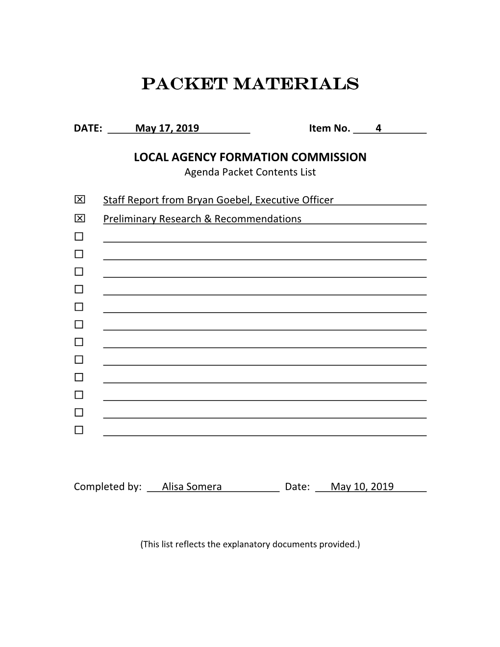 Packet Materials