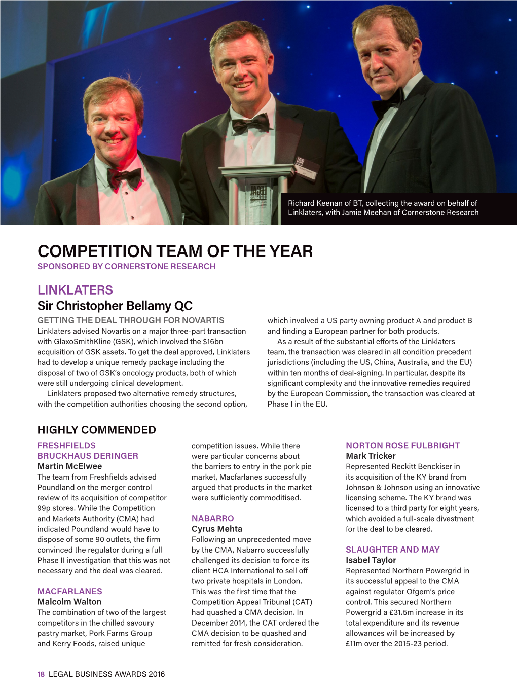 Competition Team of the Year Sponsored by Cornerstone Research