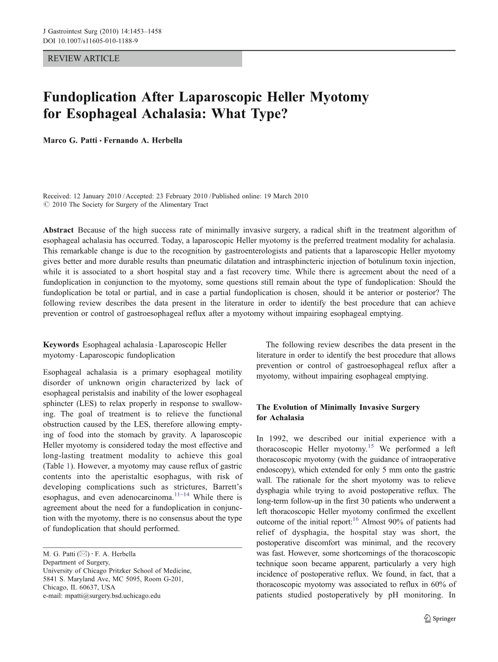 Fundoplication After Laparoscopic Heller Myotomy for Esophageal Achalasia: What Type?