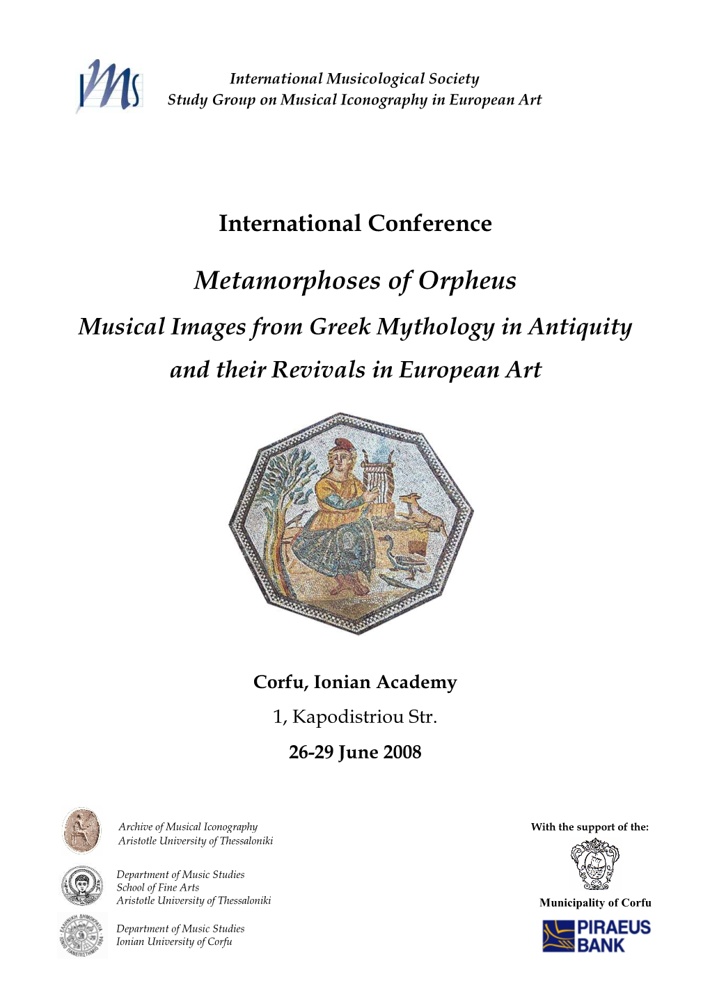 Metamorphoses of Orpheus: Musical Images from Greek Mythology In