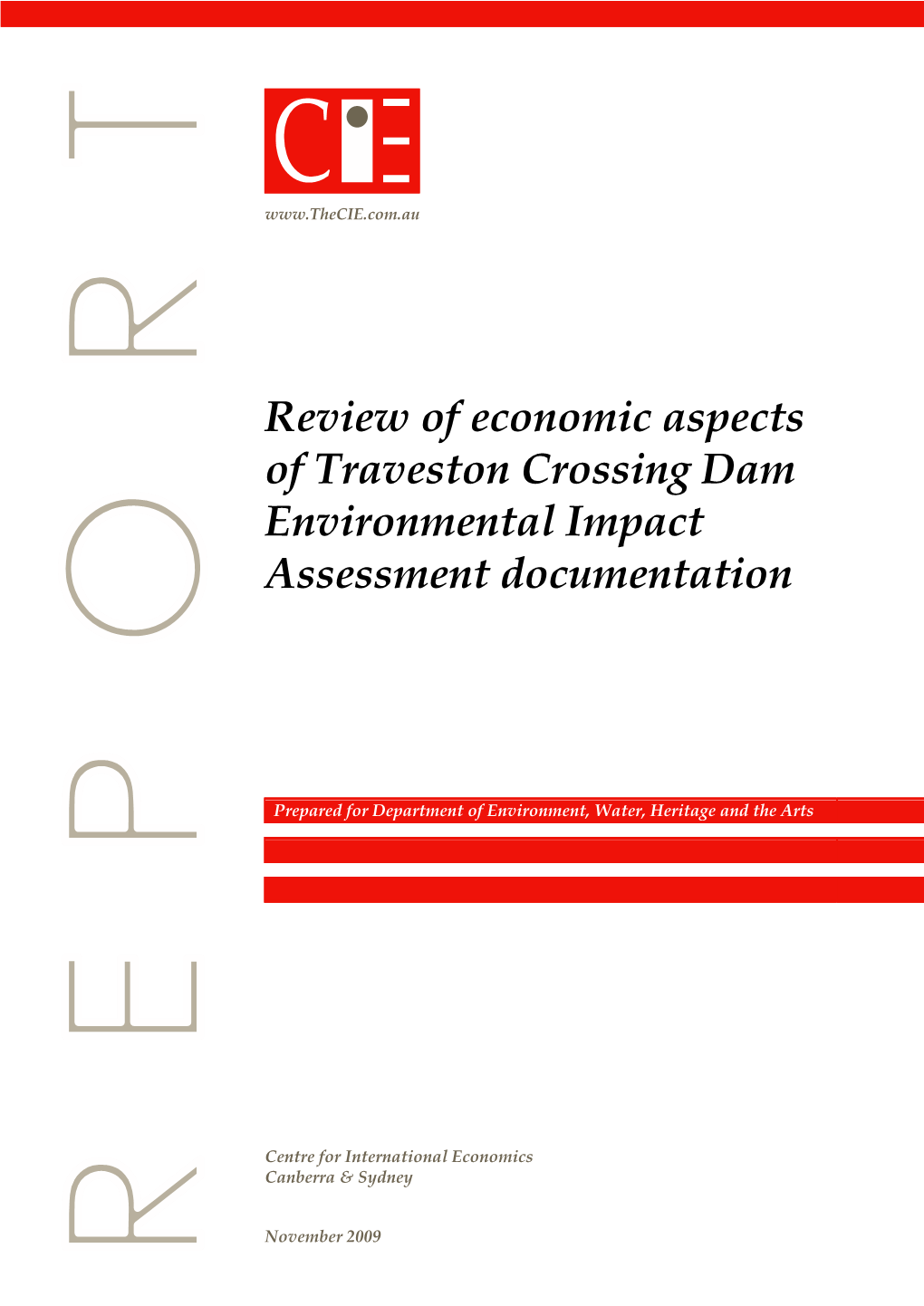 Review of Economic Aspects of Traveston Crossing Dam Environmental Impact Assessment Documentation