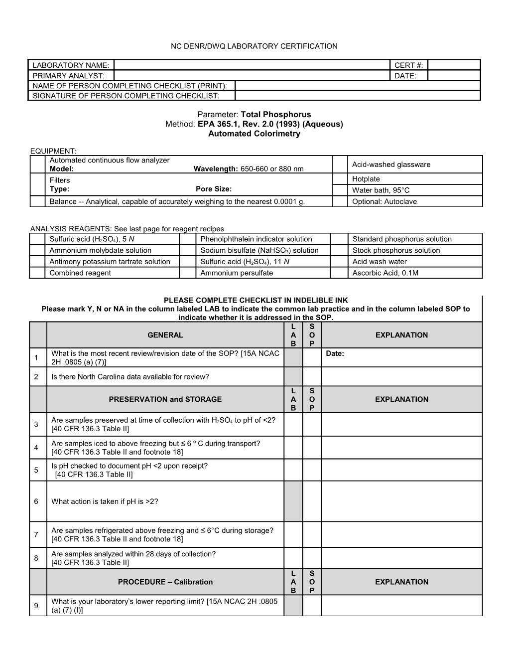 Nc Denr/Dwq Laboratory Certification s2