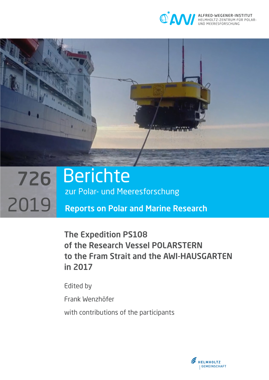 Berichte Zur Polar- Und Meeresforschung 2019 Reports on Polar and Marine Research