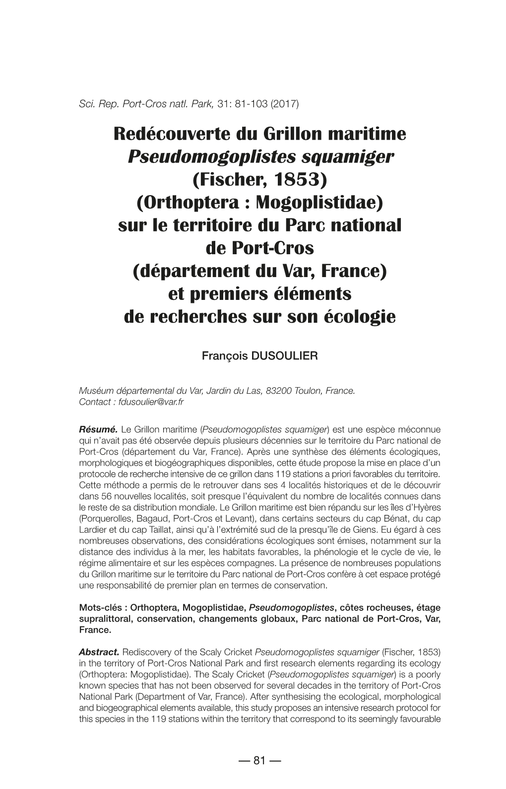 Pseudomogoplistes Squamiger