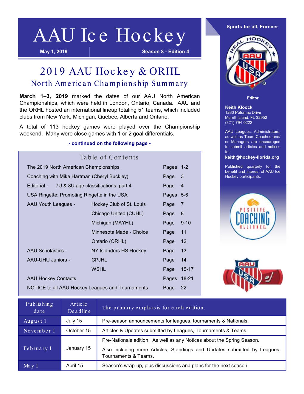 AAU Ice Hockey Newsletter