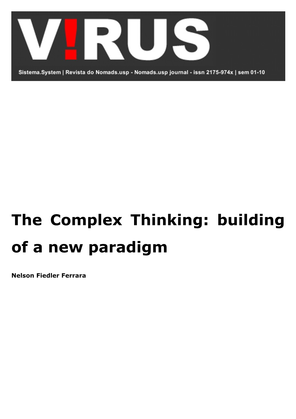 Complex Thinking: Building a New Paradigm