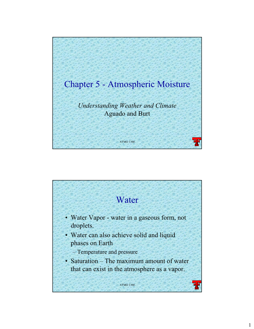 Chapter 5 - Atmospheric Moisture