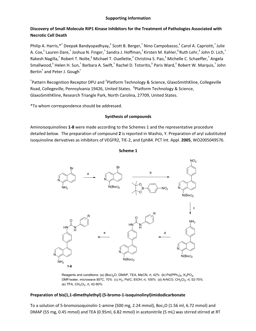 Supporting Information Discovery of Small Molecule RIP1 Kinase