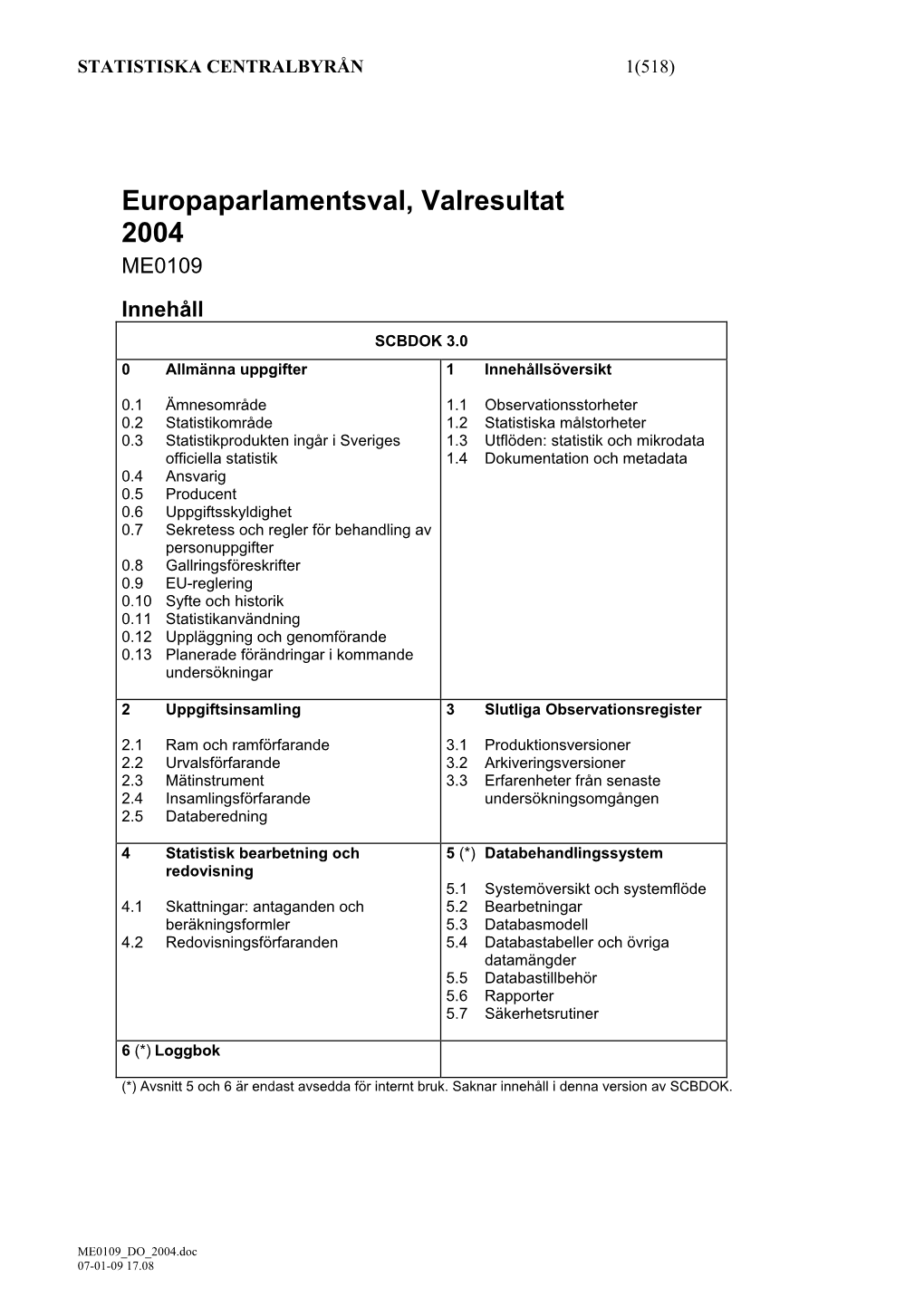 Europaparlamentsval, Valresultat 2004 ME0109