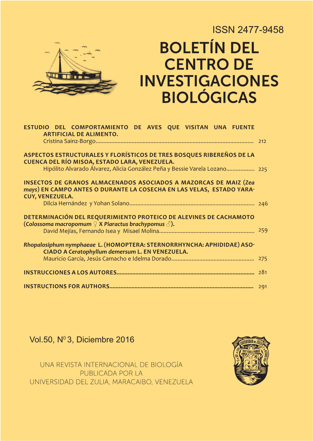 Boletín Del Centro De Investigaciones Biológicas