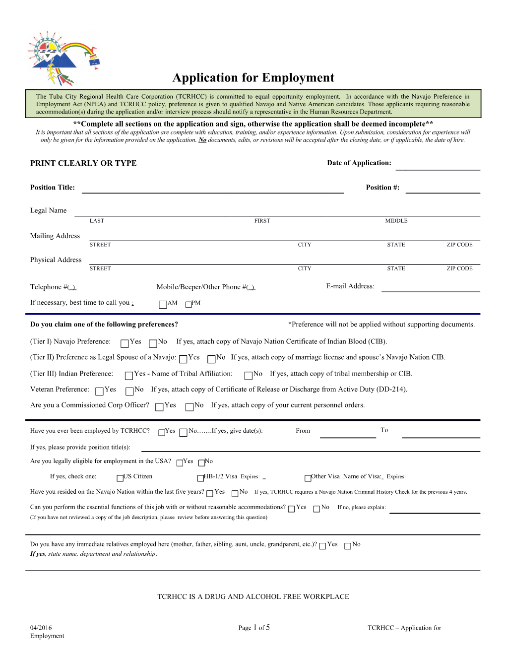 Application for Employment s110