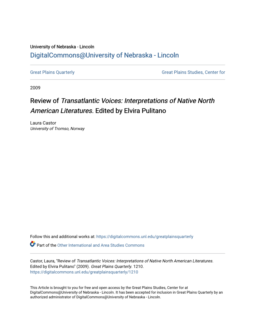 Review of Transatlantic Voices: Interpretations of Native North American Literatures