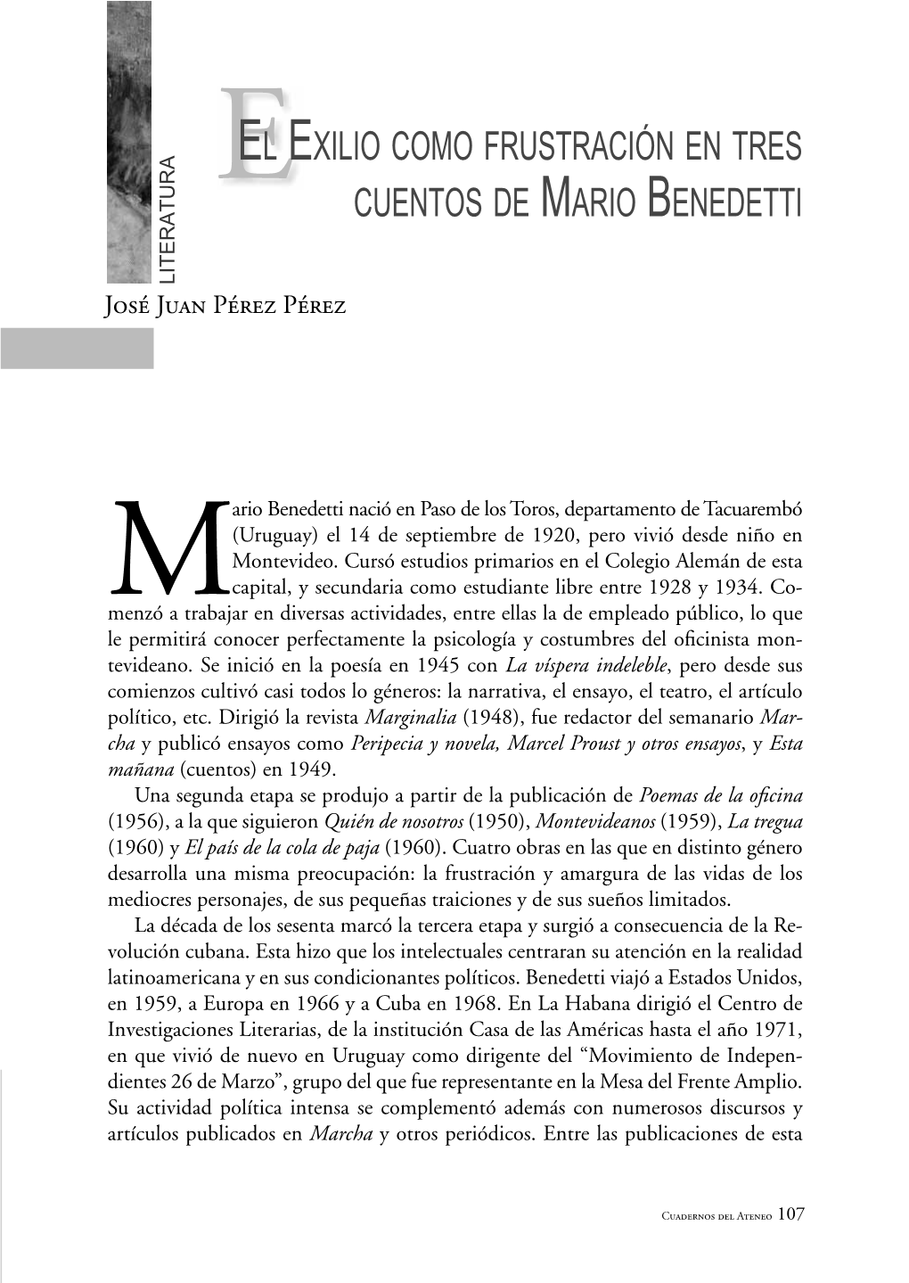 Exilio Como Frustración En Tres Cuentos De Mario Benedetti