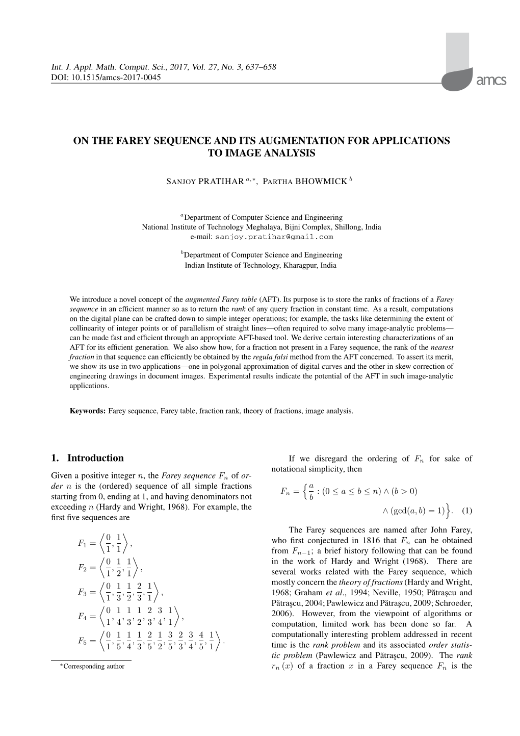 On the Farey Sequence and Its Augmentation for Applications to Image Analysis