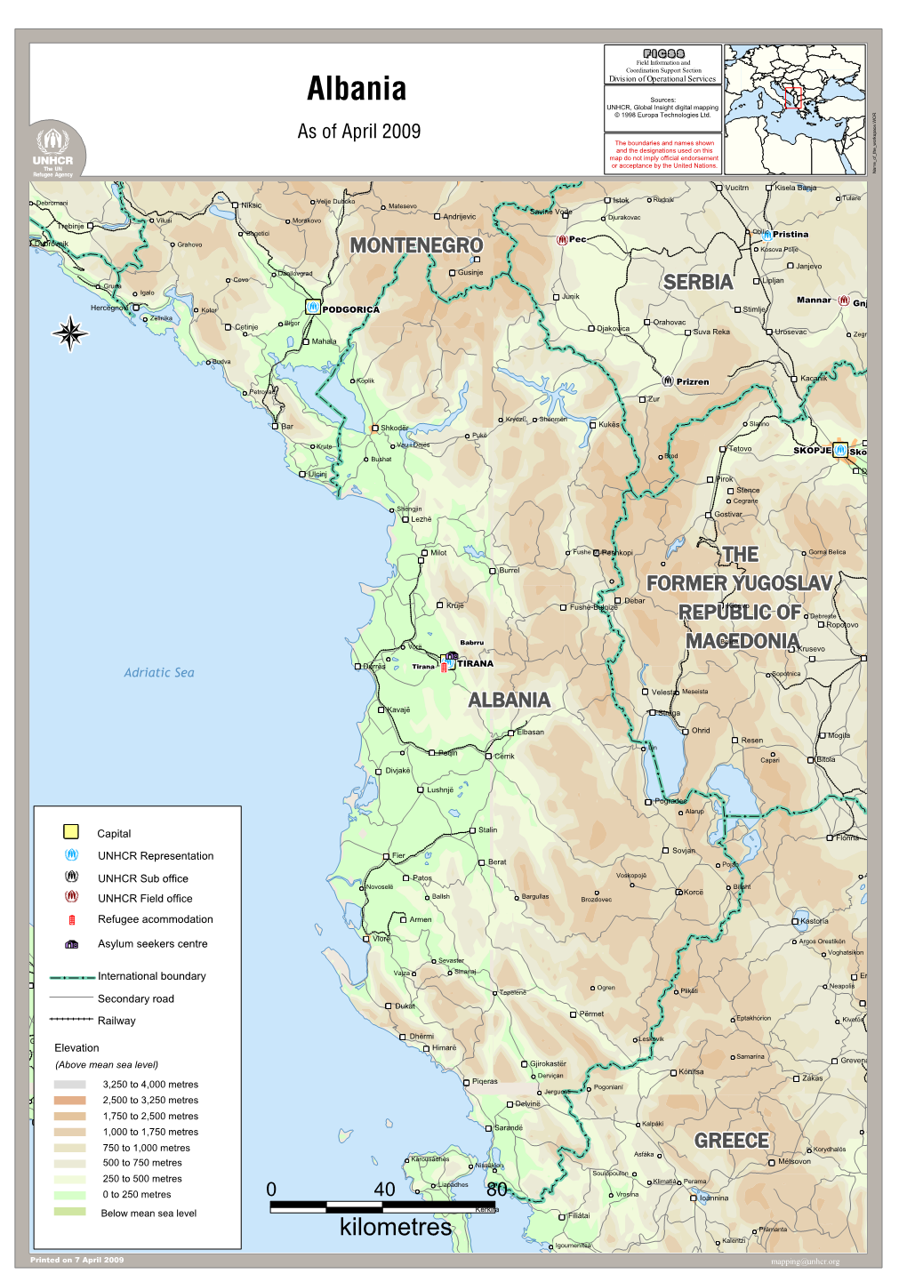 Albania Sources: UNHCR, Global Insight Digital Mapping © 1998 Europa Technologies Ltd