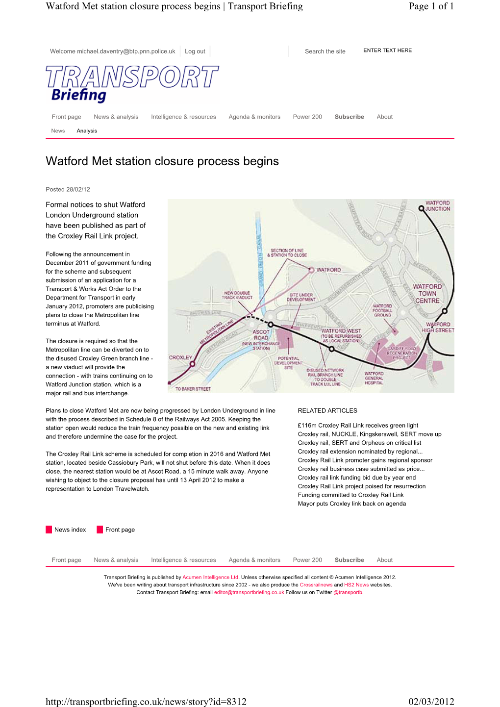 Watford Met Station Closure Process Begins | Transport Briefing Page 1 of 1