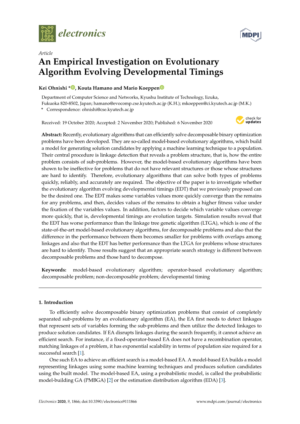 An Empirical Investigation on Evolutionary Algorithm Evolving Developmental Timings