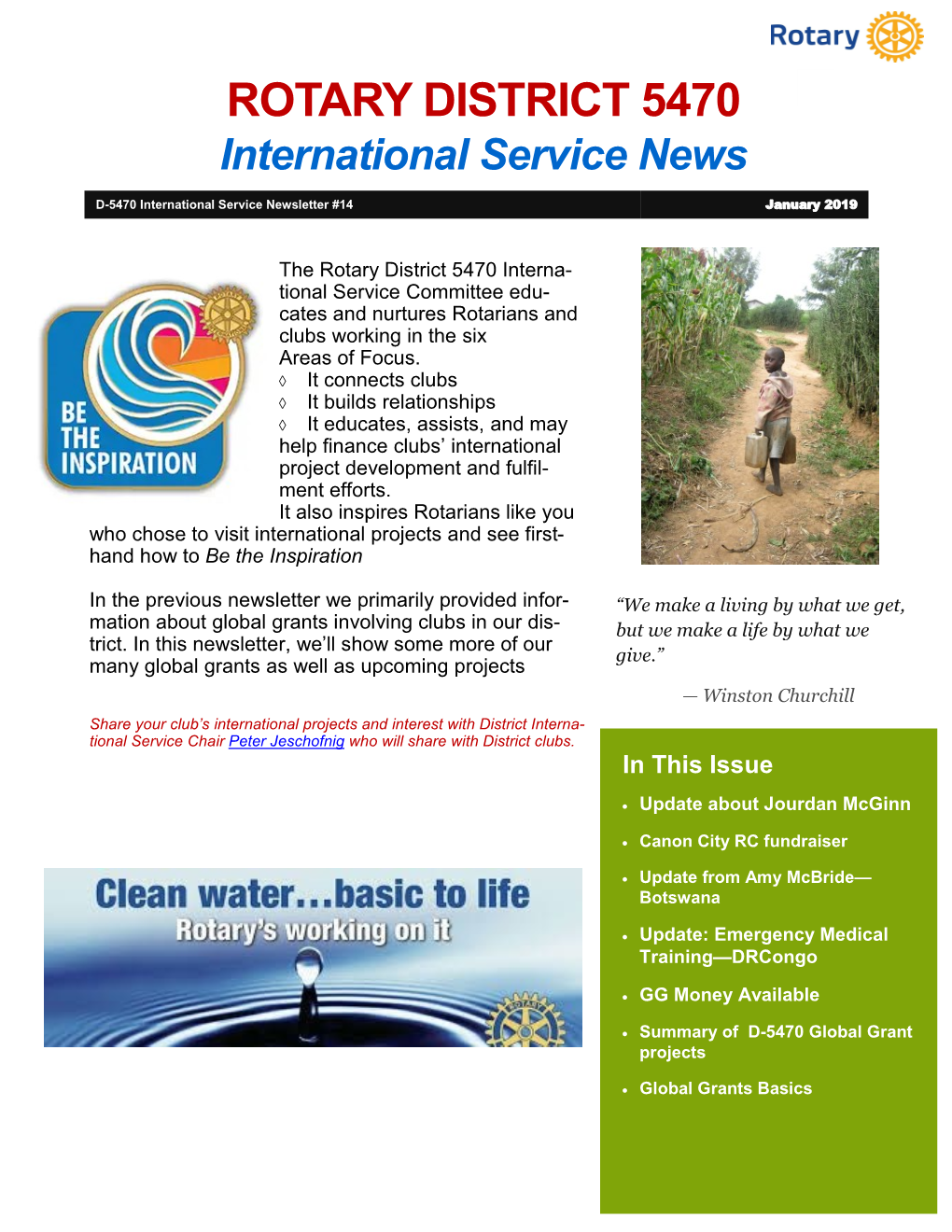 ROTARY DISTRICT 5470 International Service News