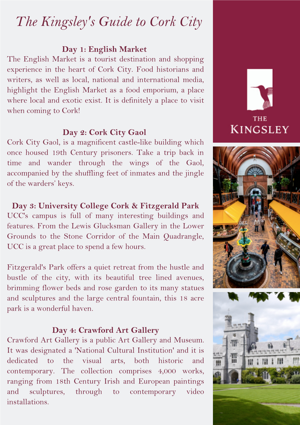 Download the Kingsley's Guide to Cork City