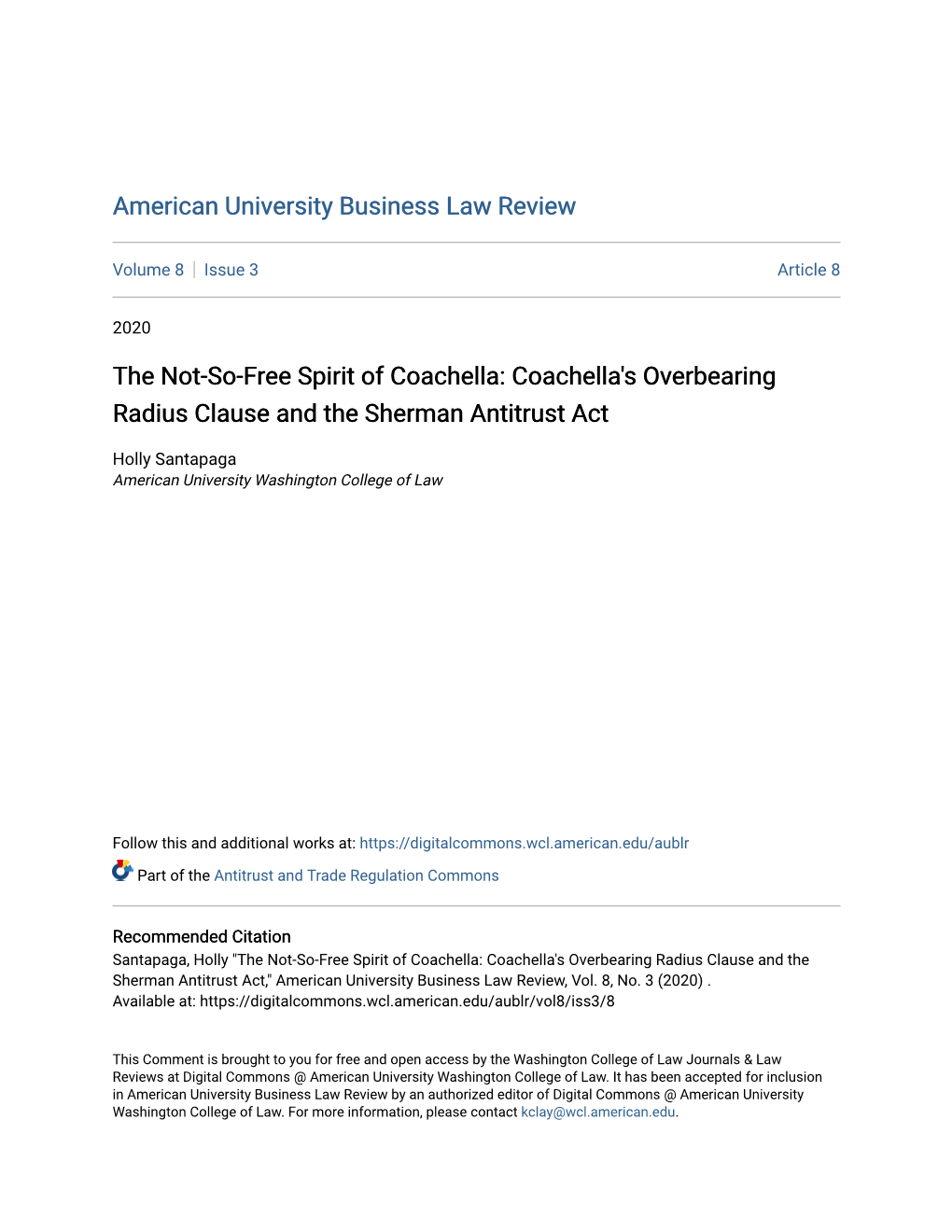Coachella's Overbearing Radius Clause and the Sherman Antitrust Act