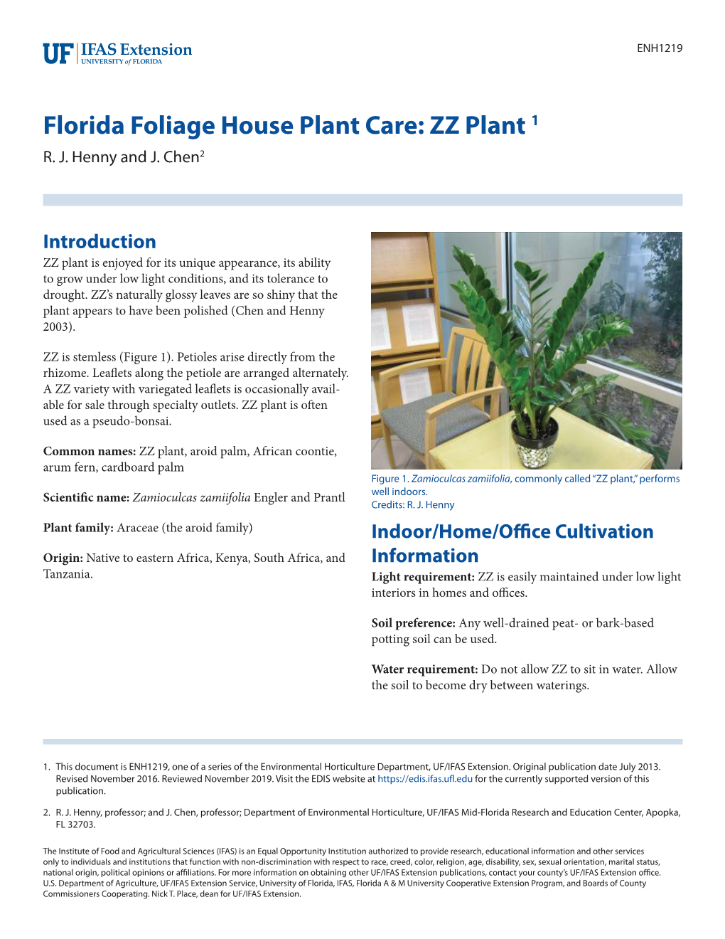 Florida Foliage House Plant Care: ZZ Plant 1 R